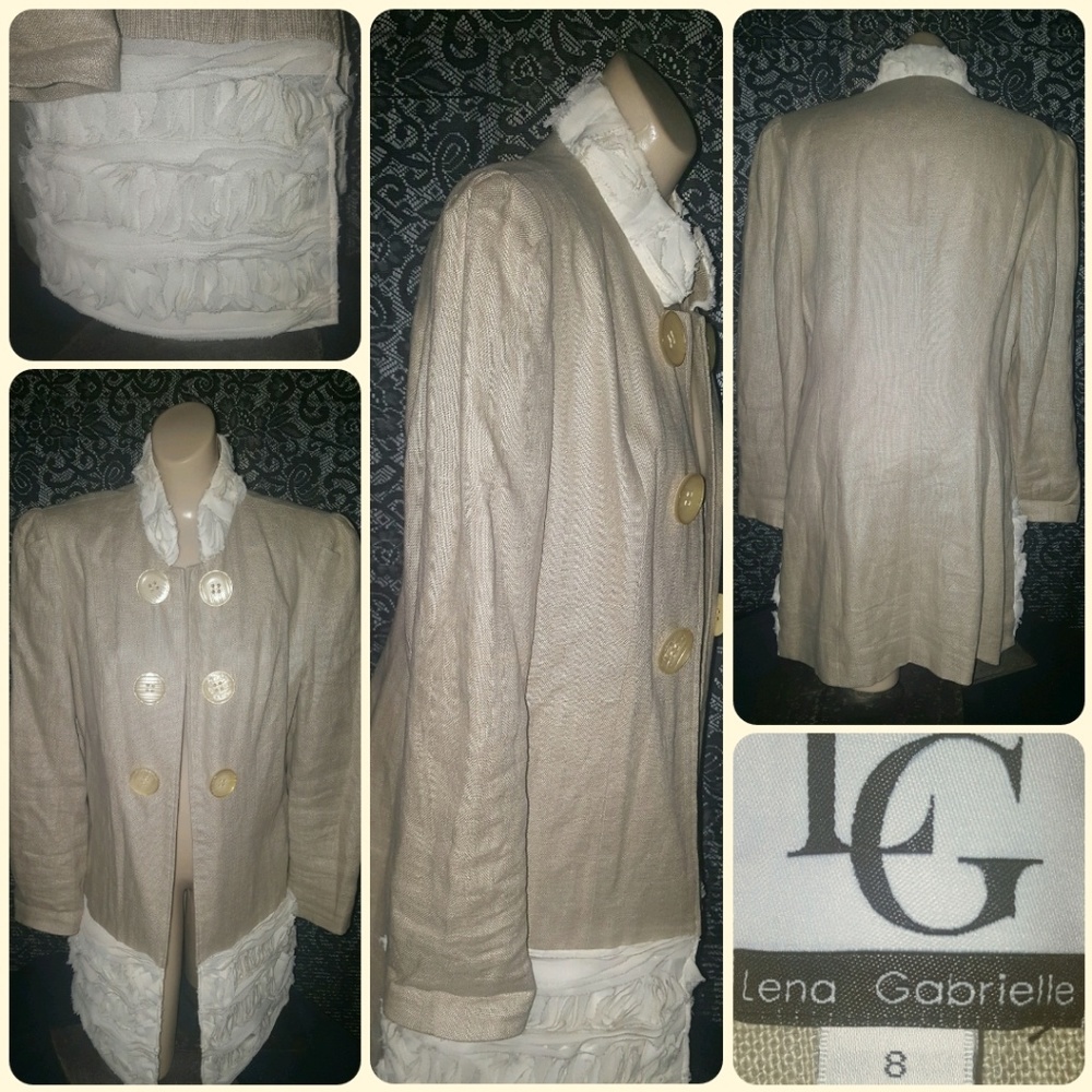 🔮LENA GABRIELLE ARTSY 3D SCULPT LINEN BLAZER COAT